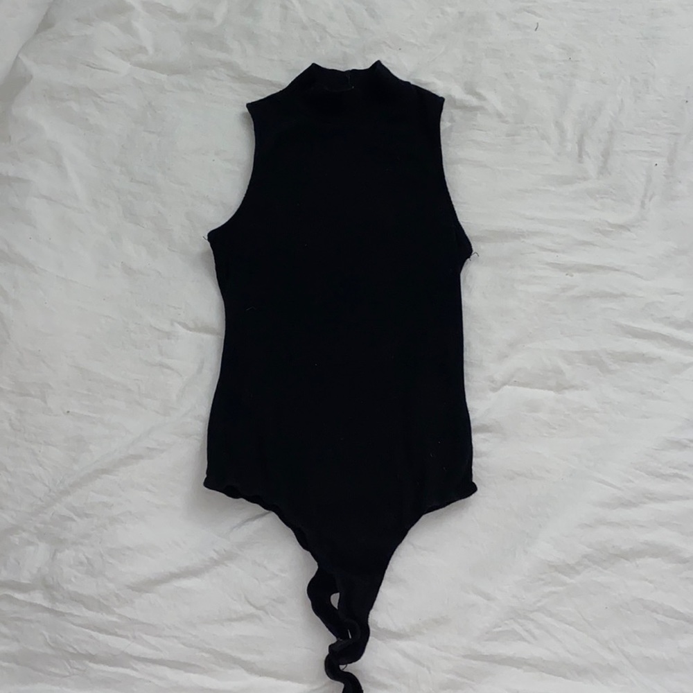 Plain Black sleeveless turtleneck body suit
